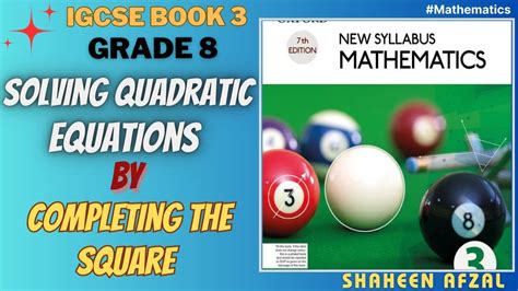 How To Solve Quadratic Equations By Completing The Square Step By Step Solution Youtube