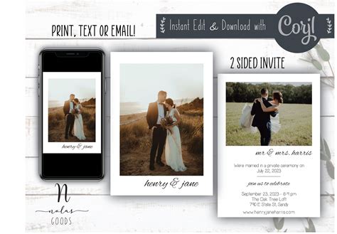 Elopement Party Invitation, Elopement Announcement Template, Reception ...