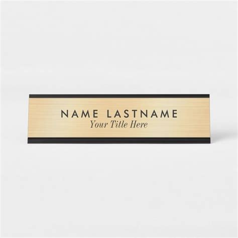 Elegant Faux Gold Minimalist Stylish Modern Desk Name Plate | Zazzle ...