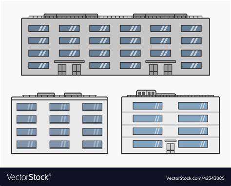 Industrial office modern building set cartoon Vector Image