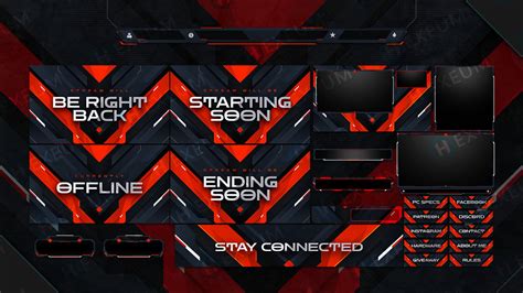 Borderline Striking Red Animated Twitch Overlay Package Hexeum