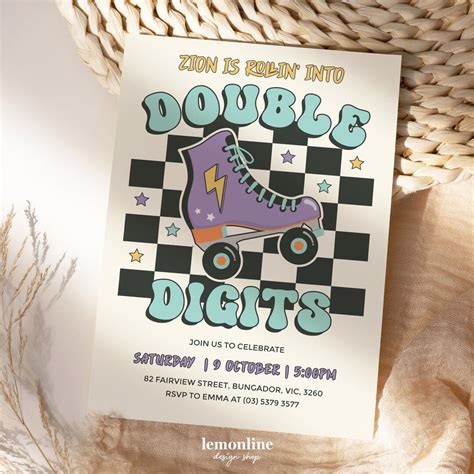 Rolling Into Double Digits Invitation Let S Roll Invite 10th Birthday