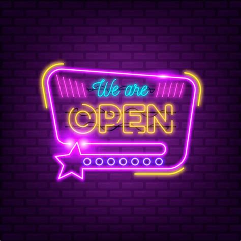 Free Vector We Are Open Neon Sign