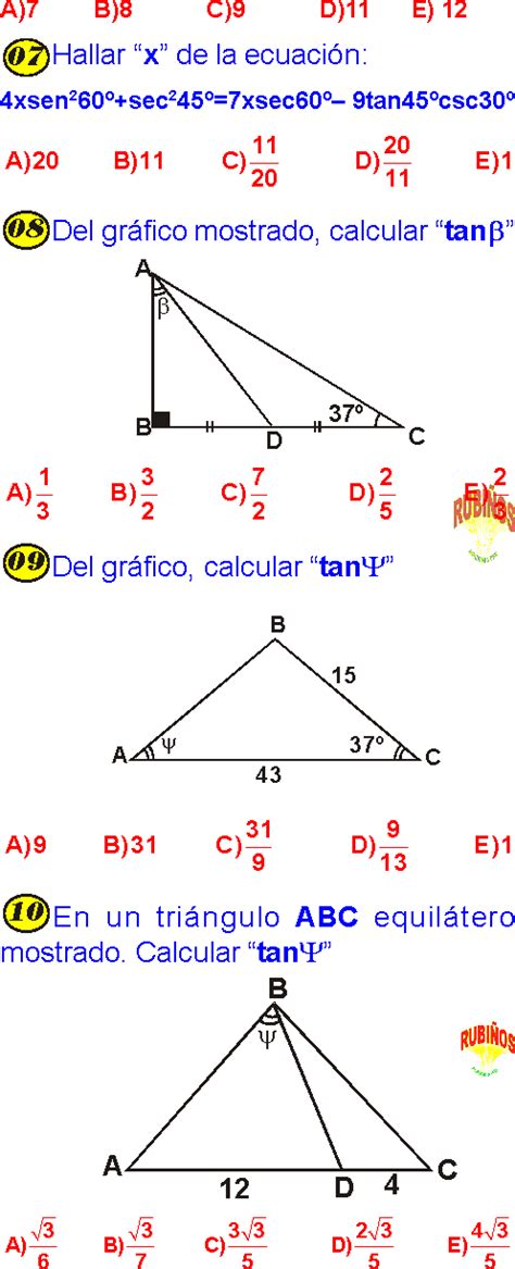 Razones Trigonometricas De Angulos Notables Ejemplos Resuelto De ...