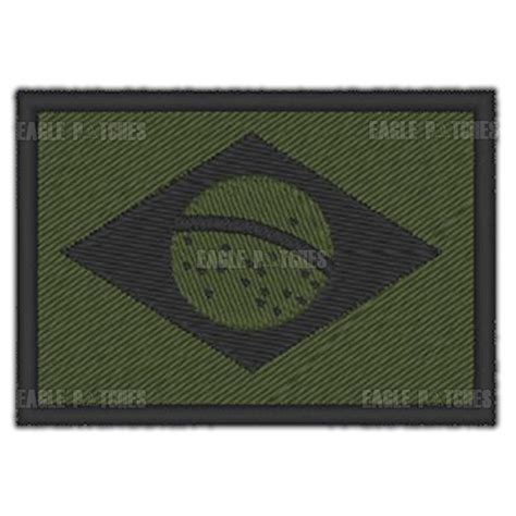 Patch Bordado Bandeira Brasil Verde Oliva Almox Militar Artigos