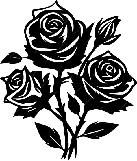 Premium Vector Roses Black And White Vector Illustration