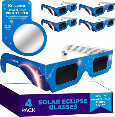 Gafas De Eclipse Solar Aprobadas 2024 Paquete De 4 Gafas De