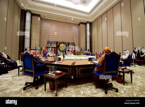 Secretary Kerry Sits With His Fellow Foreign Ministers From The Gulf