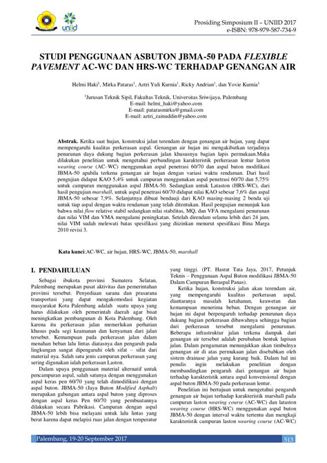 Pdf Studi Penggunaan Asbuton Jbma Pada Flexible Pavement Ac Wc Dan