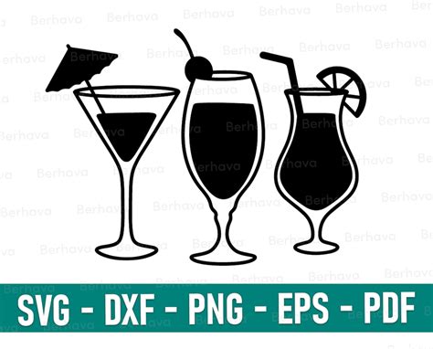 Cocktail Svg Cocktail Party Svg Cocktail Silhouette Cocktail Clipart Cocktail Design