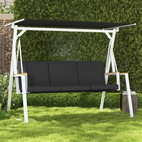 Outsunny 3-Seat Outdoor Porch Swing Outdoor Patio Swing with Adjustable ...