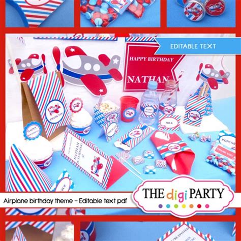 Airplane Birthday Party Invitation Decorations Printable Etsy Israel