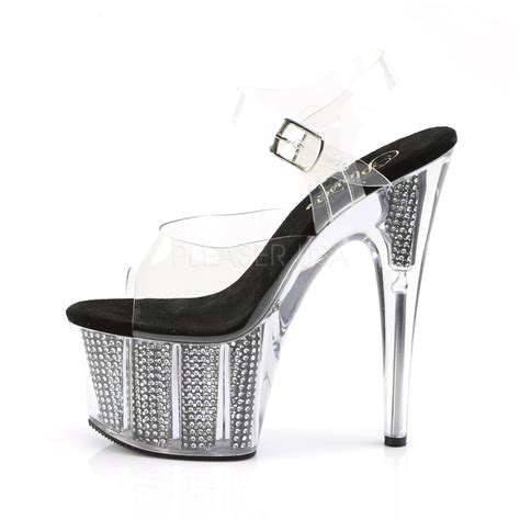 Pleaser Adore 708srs Black Rhinestone Platform Sandal