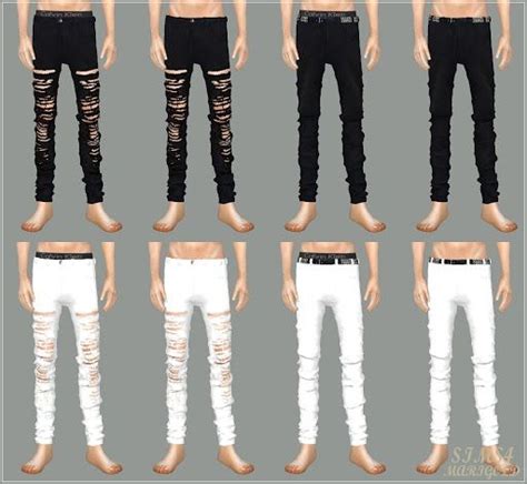 Black and White Ripped Jeans for Males / Sims 4 Custom Content | Sims 4 ...