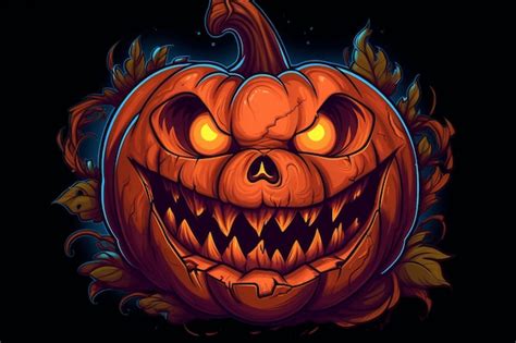 Premium AI Image Scary Jack O Lantern Halloween Pumpkin