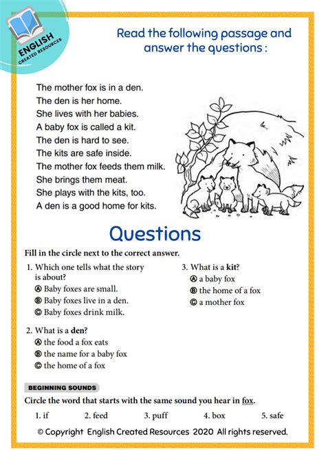 Reading For Kids Grade 1 - English Created Resources