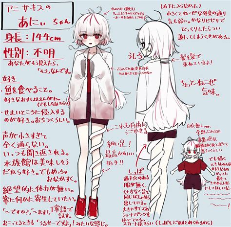 「うちの子、あにぃちゃんを描いてくれる人もそうでない人も向けの設定資料簡易です」あにさきす日本全国水族館巡りの漫画