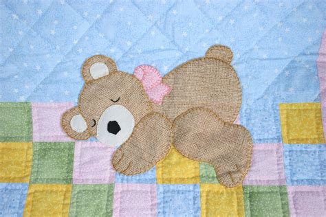 Sale 25 00 Off Hand Quilted Hand Appliqued Baby Bear Sleeping Hand