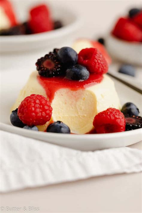 Sweet Corn Panna Cotta With Fresh Berry Sauce Butter And Bliss