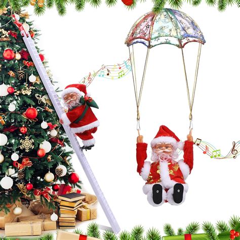 Amazon 2 Pieces Santa Climbing Ladder Electric Santa Climbing Up