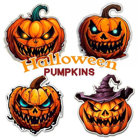 Premium Vector Halloween Pumpkins Sticker Set