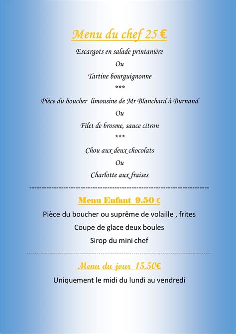 Menu du Midi Hôtel de la Gare Restaurant La Voie Gourmande