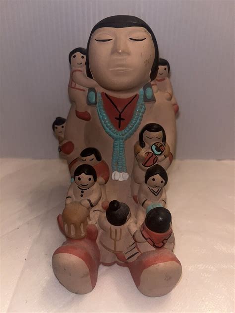 Vintage Signed Cleo Teissedre Hopi Storyteller Figurine Pottery Ebay