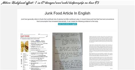 Junk Food Article In English