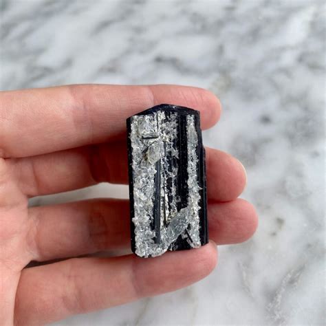 Terminated Black Tourmaline Schorl With Quartz Druze From Pakistan