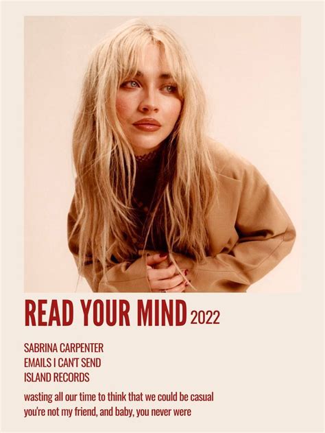 read your mind sabrina carpenter | Sabrina carpenter album, Sabrina carpenter songs, Sabrina ...