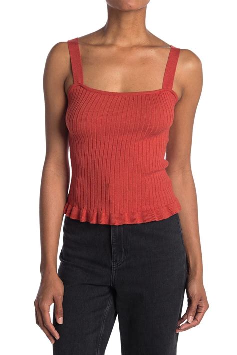 Ribbed Knit Ruffle Hem Crop Tank Top Nordstromrack In Tank Top