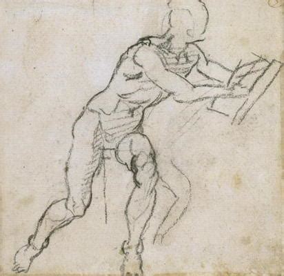 Study Of A Seated Male Nude C Bla Michelangelo Buonarroti As