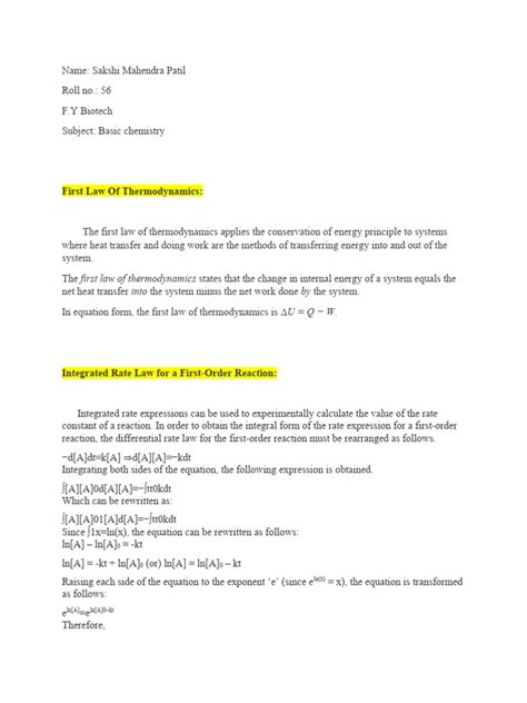 First Law of Thermodynamics | PDF