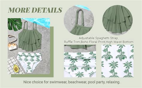 Amazon Sweatyrocks Girl S Two Piece Swimsuit Graphic Print Ruffle Flounce Cute Bikini Set