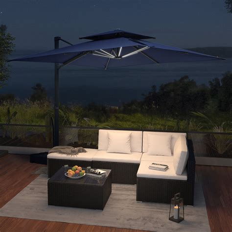 Mondawe 10x10Ft Outdoor Rectangular Cantilever Umbrella Large Offset