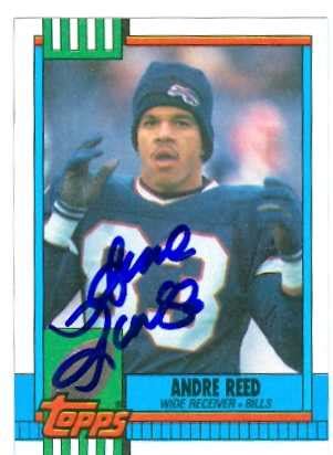 Andre Reed Autographed Football Card Buffalo Bills 1990 Topps 204