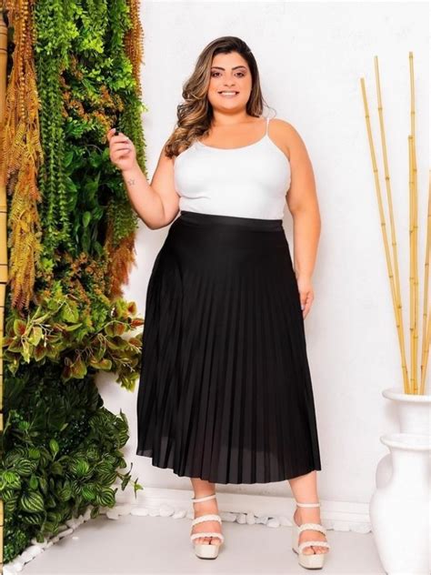 Saia Plissada Plus Size - Saia Plissada Plus Size - Atacado - Atacado das Saias