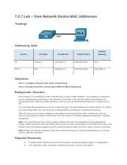 7 2 7 Lab View Network Device Mac Addresses Docx 7 2 7 Lab View