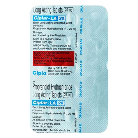 Ciplar LA 20mg Tablet 15 S Price Uses Side Effects Netmeds