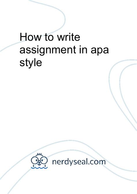 How To Write Assignment In Apa Style Words Nerdyseal