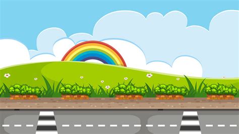 Small Fresh Cartoon Road Background Vector Design | AI Backgrounds Free ...