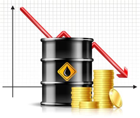 Preço do barril de petróleo cai no gráfico e barril preto pilha de