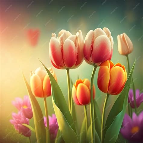 Premium Photo | Tulips Nature Background