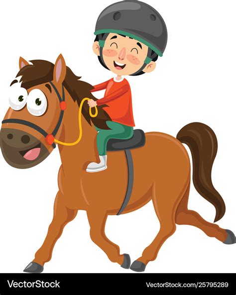 Child Riding Horse Royalty Free Vector Image Vectorstock