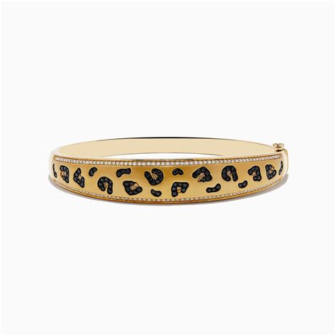 Effy Signature 14k Yellow Gold Multi Diamond Leopard Spot Bangle