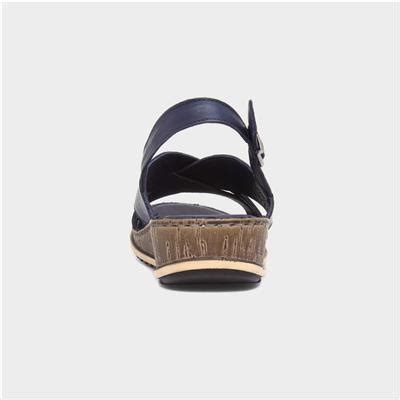 Hush Puppies Elena Womens Navy Leather Sandal Shoe Zone