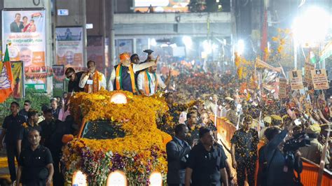 PM Modi Holds Roadshow In Hyderabad Ahead Of Telangana Polls