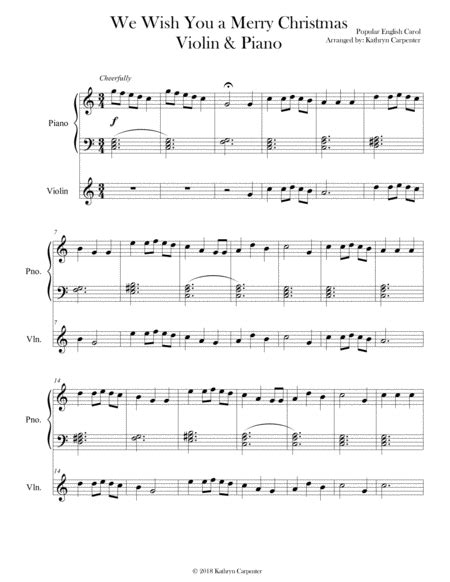 We Wish You A Merry Christmas Easy Piano Violin Arr Kathryn