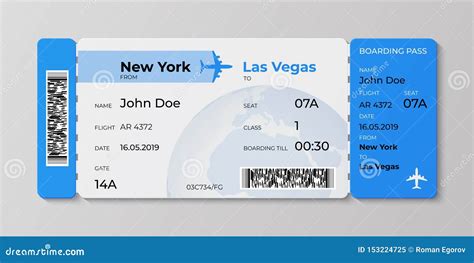 Bilhete Do Embarque Modelo Da Passagem Do Voo Do Avião Cartão Sinta a