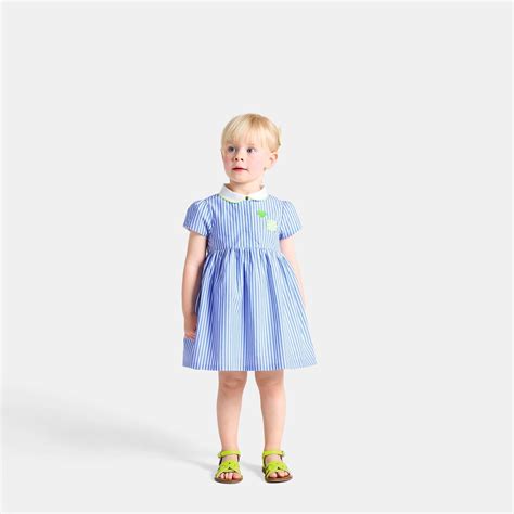 Robe Bébé Fille Coupe Trapèze Blanc Bleu Jacadi Paris